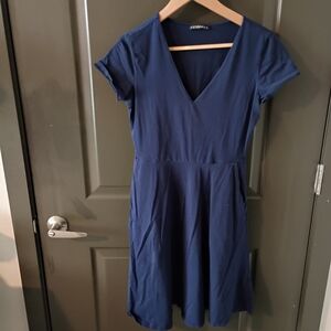 Navy V-Neck Dress